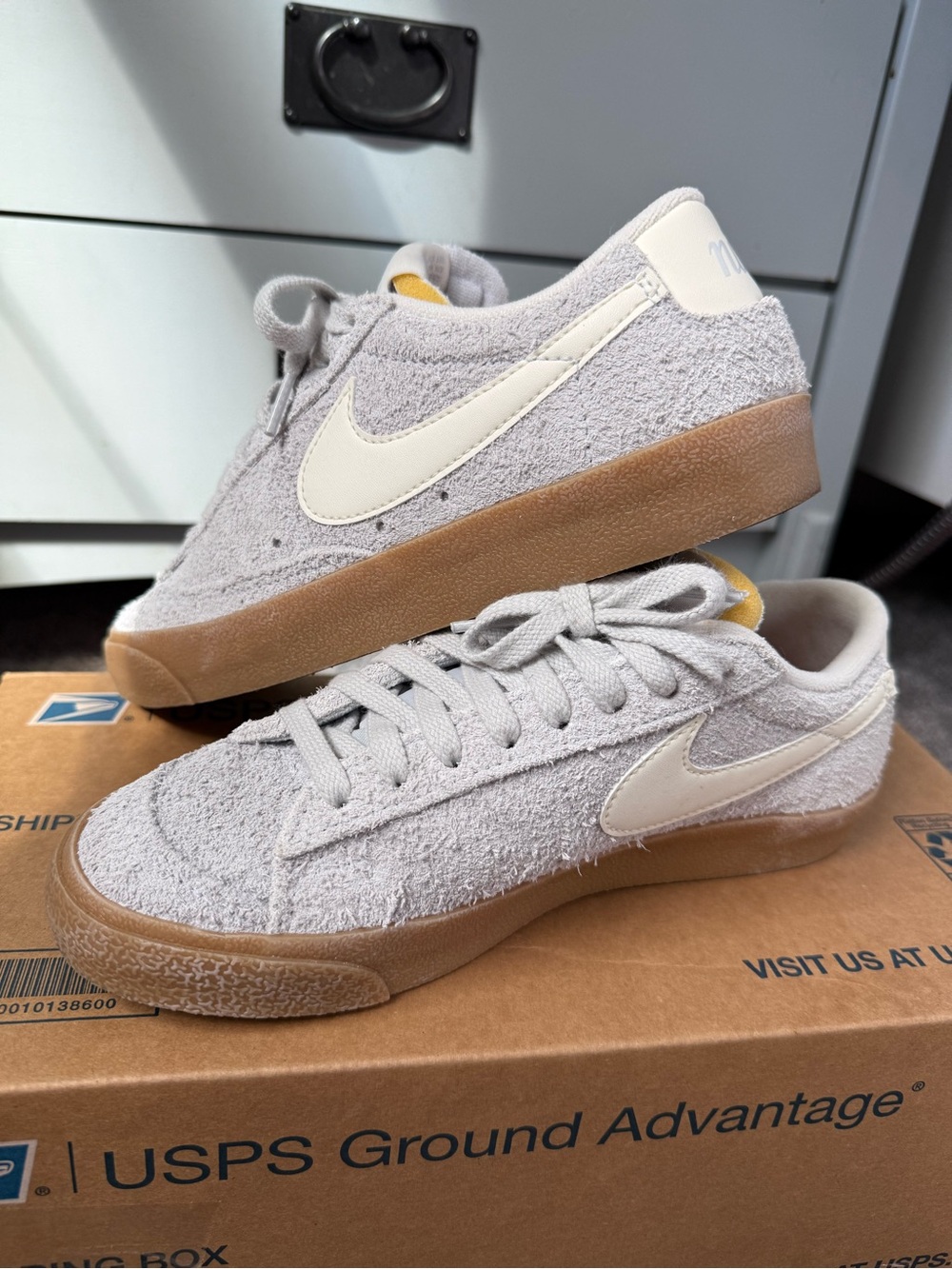 Woman's Nike Blazer Low '77 Vintage Football Grey Suede Sneakers - Picture 5 of 12